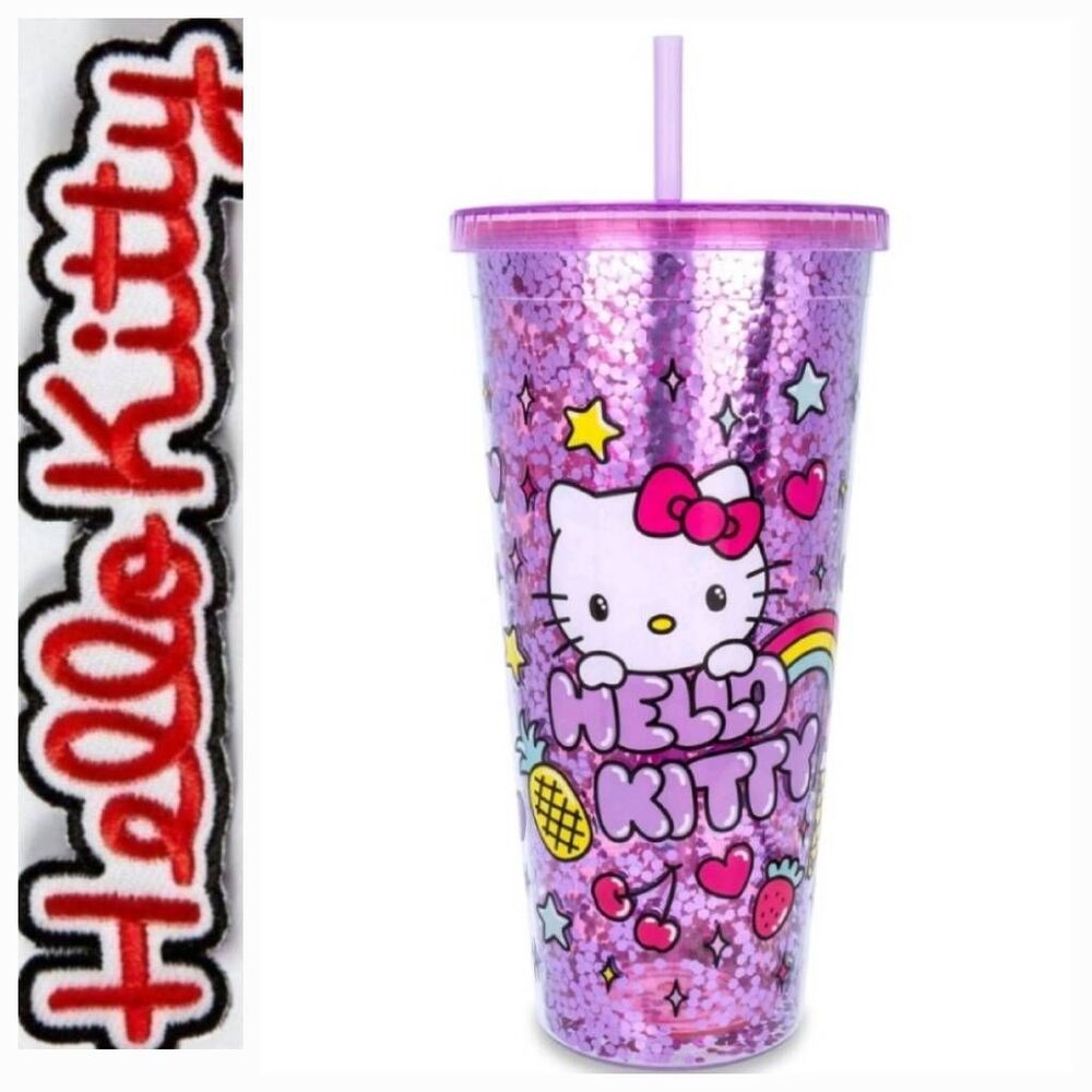 Silver Buffalo X  Hello Kitty Rainbow Confetti Carnival Cup w/Lid- 32oz